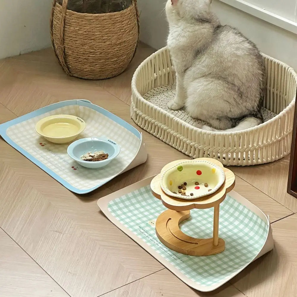 Pet Supplies PU Leather Pet Anti Spill Placemat Waterproof Folding Dog Food Pad Oil Resistant Anti Slip Cat Bowl Mat Puppy