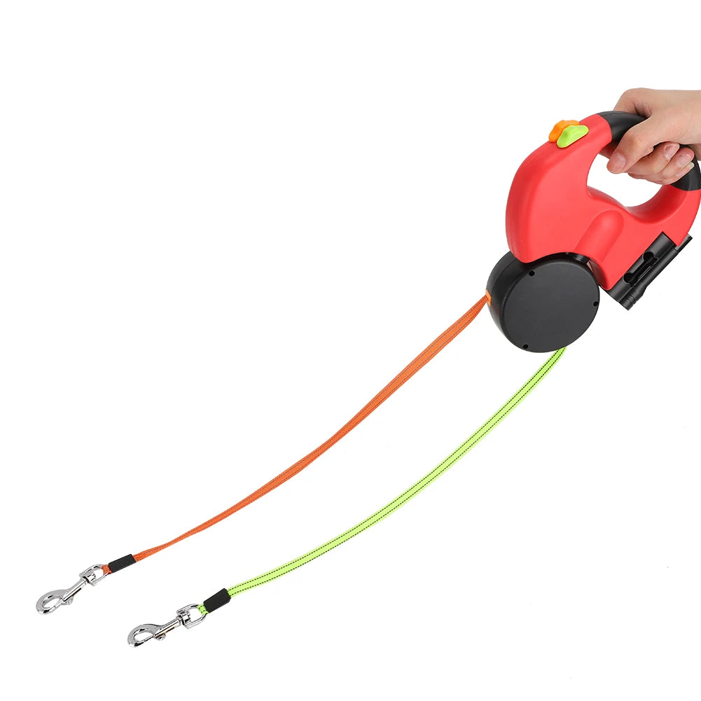 Pet Product Pet Walking  Automatic Extendable Flexible Dog Cat Traction Rope Dual Headed Hand Holding with LED Light