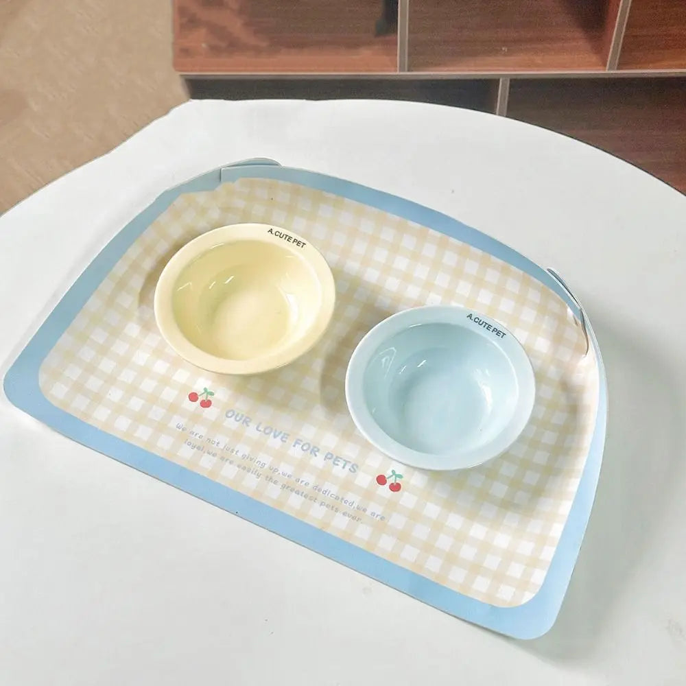 Pet Supplies PU Leather Pet Anti Spill Placemat Waterproof Folding Dog Food Pad Oil Resistant Anti Slip Cat Bowl Mat Puppy
