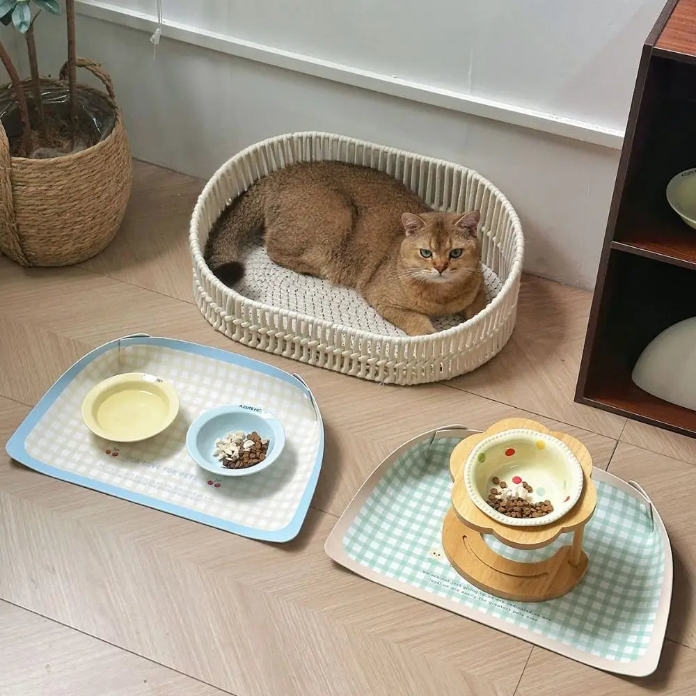 Pet Supplies PU Leather Pet Anti Spill Placemat Waterproof Folding Dog Food Pad Oil Resistant Anti Slip Cat Bowl Mat Puppy